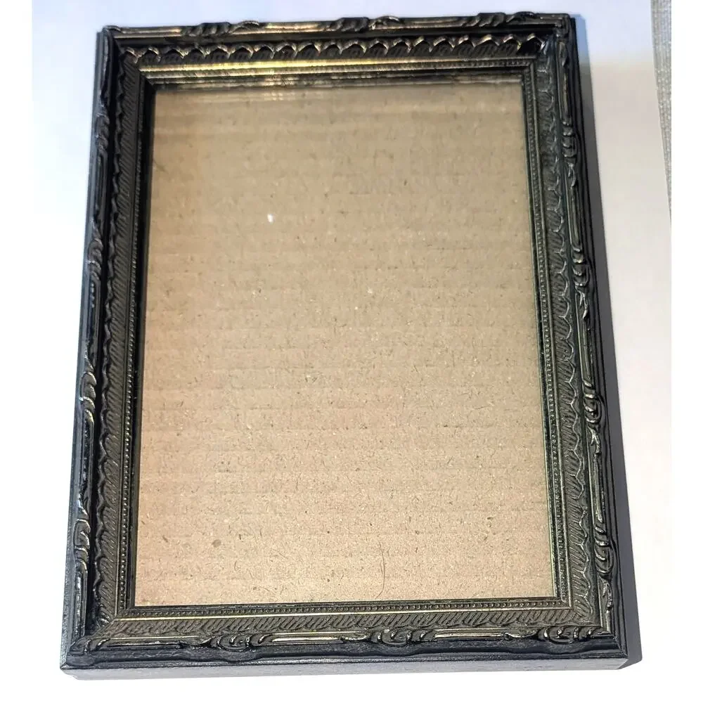 Vintage Wood‑Look Brown Gold Ornate Frame 6x8 Inch Home Decor Display